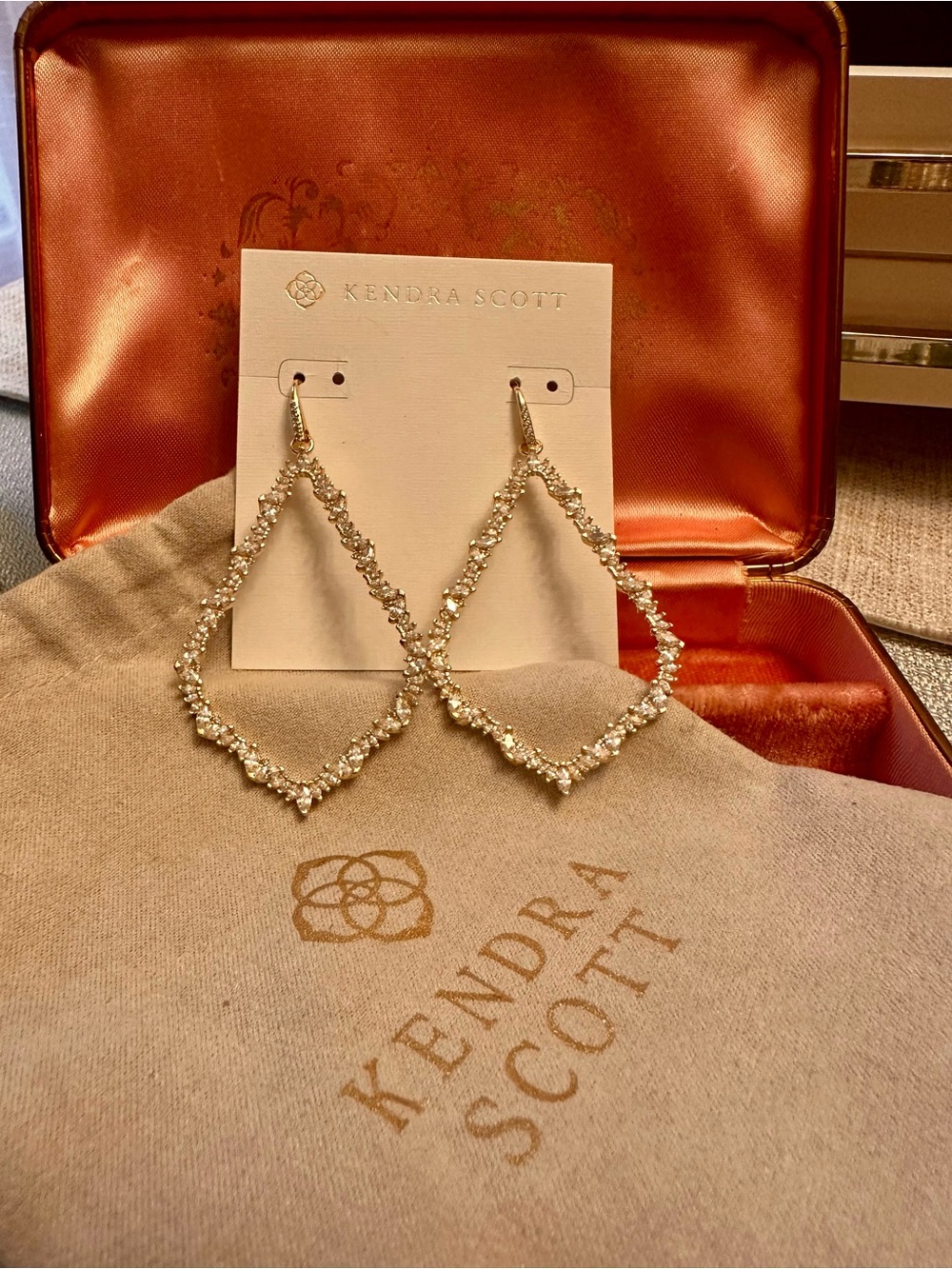 Kendra Scott Crystal Teardrop Statement Earrings in Gold